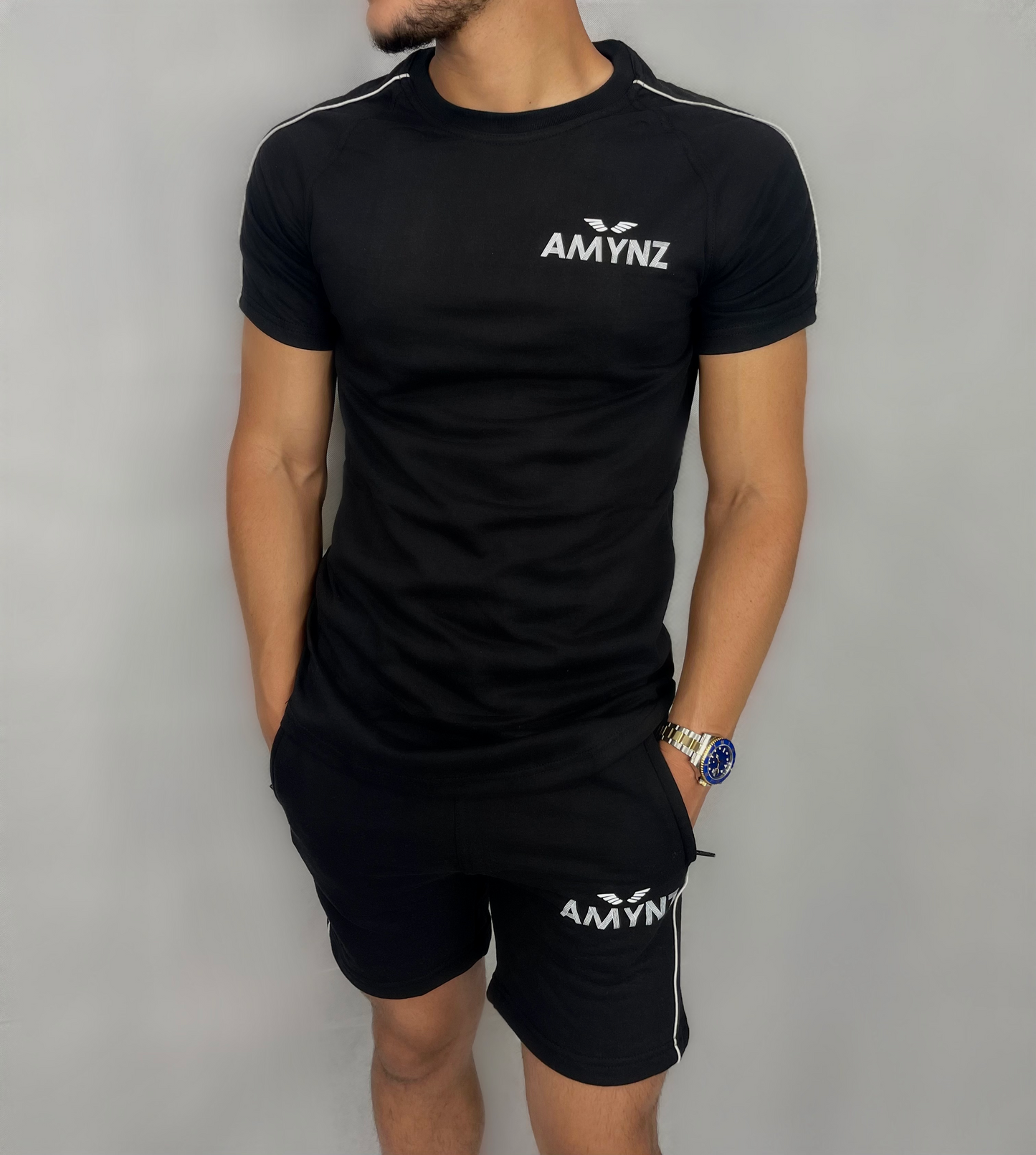Lined AMYNZ T-Shirt Side Logo - Black