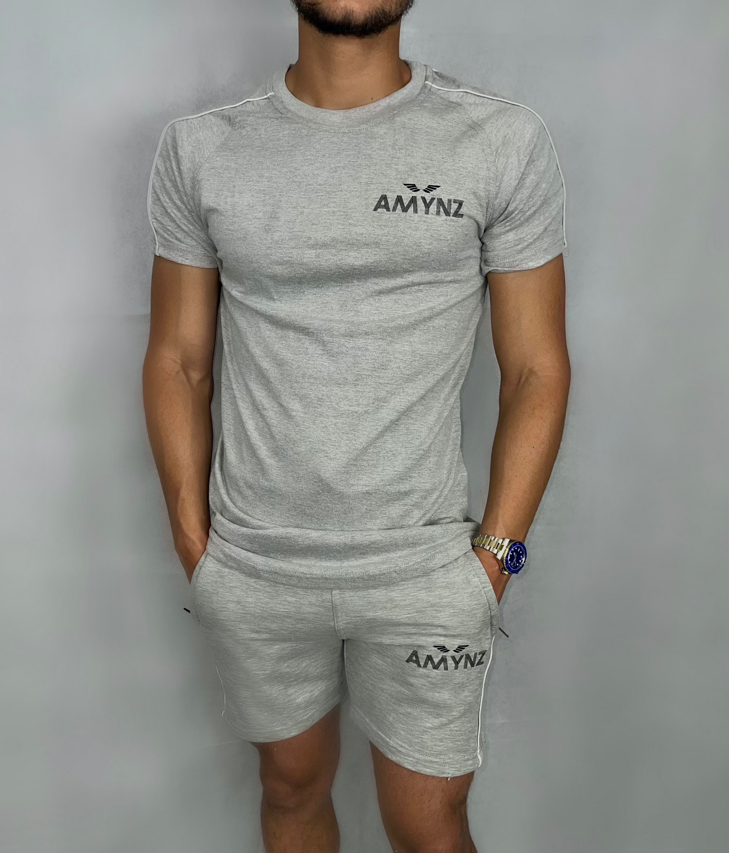 Lined AMYNZ T-Shirt Side Logo - grey